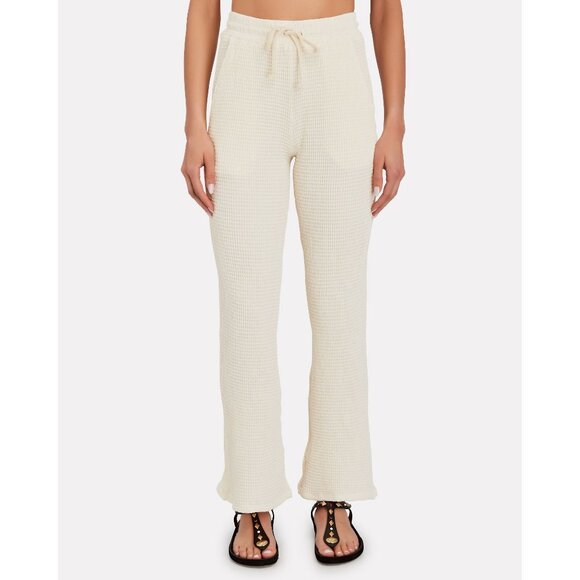 DONNI. Waffle Knit Wide-Leg Pant in Ivory - Picture 2 of 4